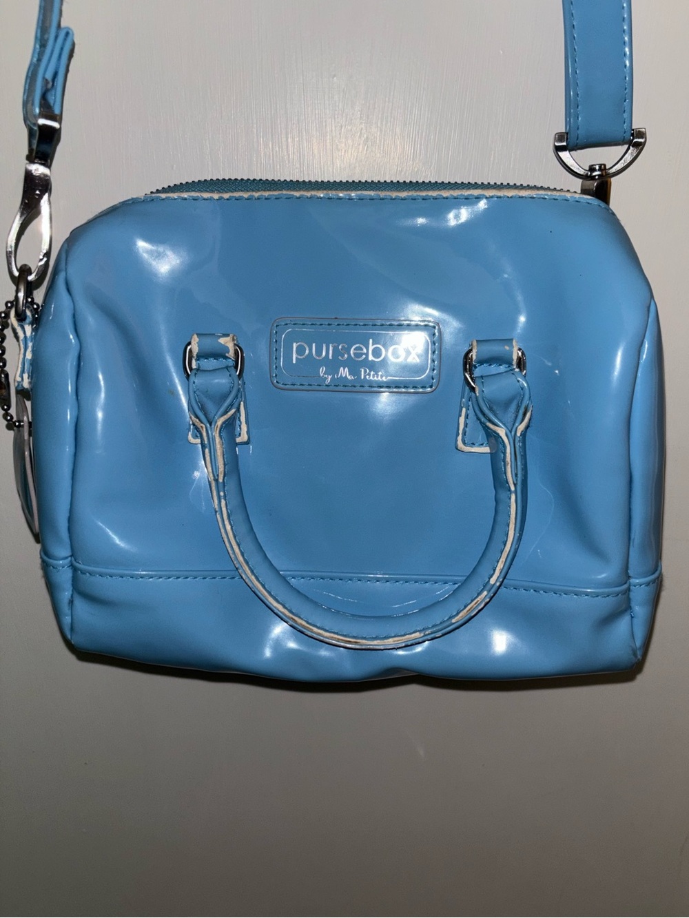 Blue Purse Box by Ma Petite Crossbody Bag with adjustable strap